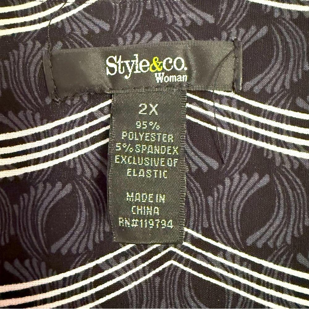 Style & Co Tranquil Waves Black White Embellished Maxi Dress 2X - Picture 12 of 15